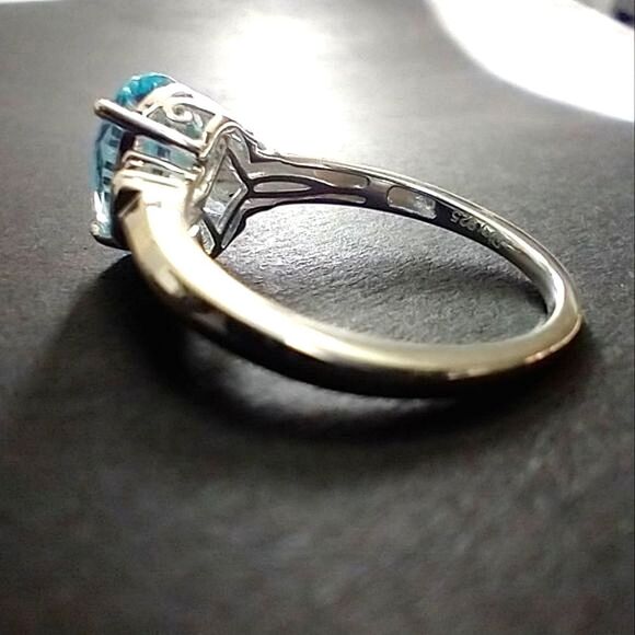 Sky Blue Topaz Solitaire Ring - Picture 7 of 12
